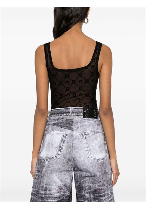 moonogram mesh flock squareneck body woman black MARINE SERRE | WUW061ACJER0005BK99